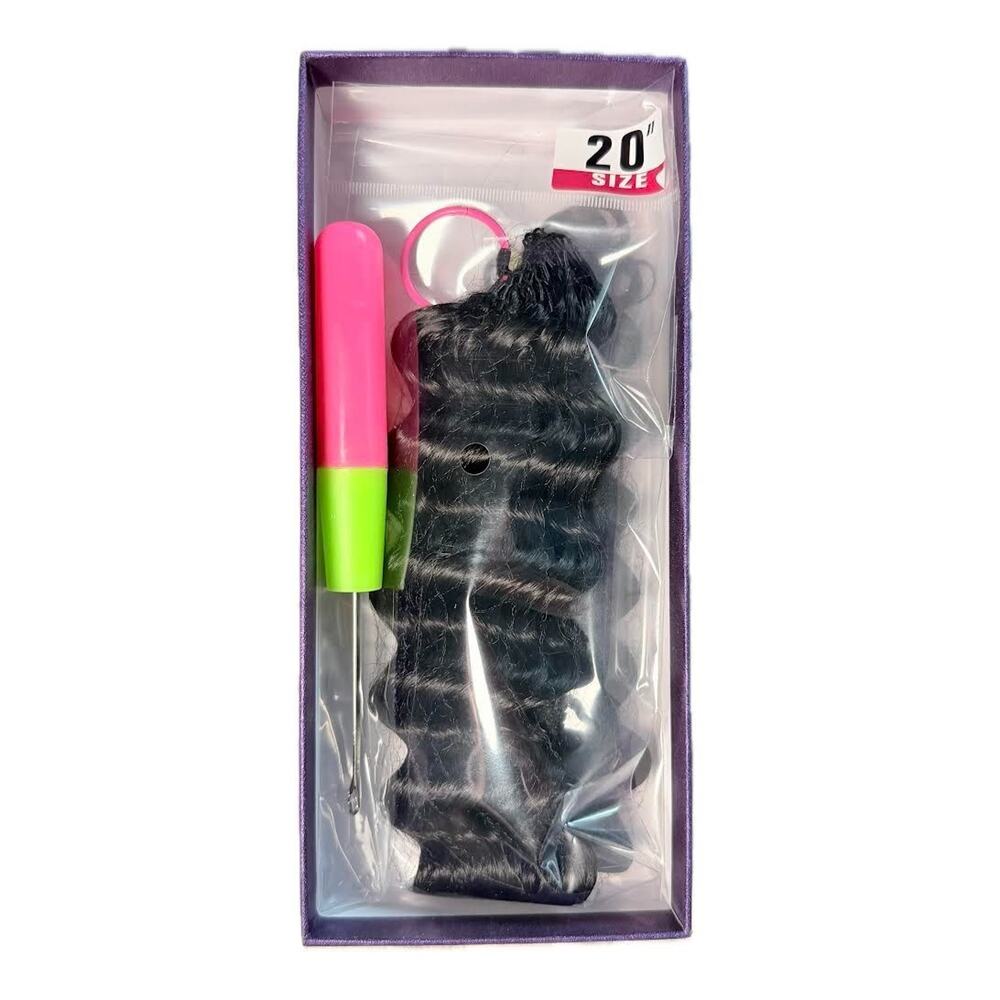 Tryfey Deep Wave Crochet Human Hair Extensions 20 Inch Black Curly 50g